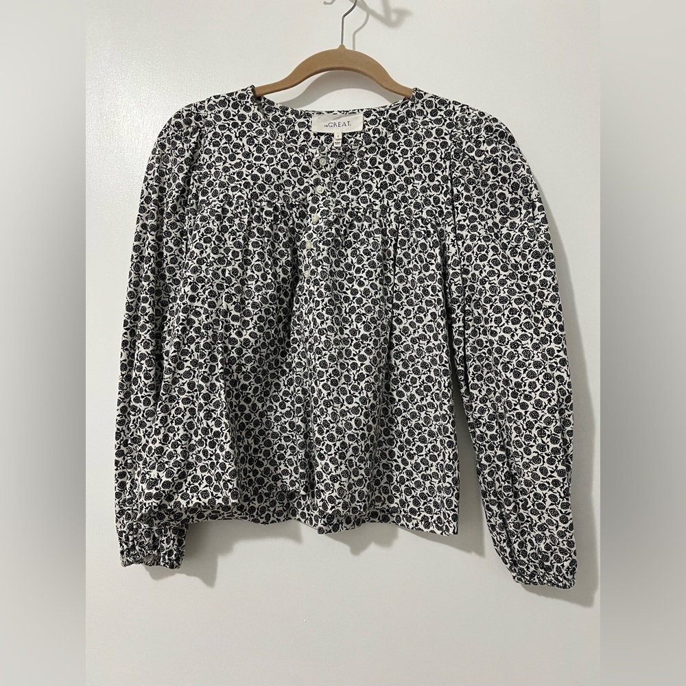 The Great Duet Top Black Mulberry Print Black and White Size 0